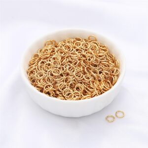 変色しにくい 18K 金メッキ 真鍮製オープン丸カン DIY ハンドメイドネックレス・ブレスレット連結金具 1 袋約 10g（個数 100～200 個前後）