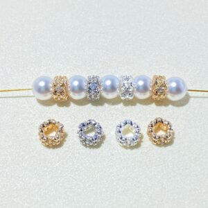 変色防止 14K 金張りジルコン花輪丸輪幸運ビーズ DIY ブレスレット素材