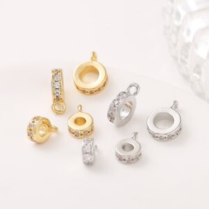 14K 金メッキジルコン片吊りビーズ 18K 金メッキ三通 DIY アクセサリーパーツ