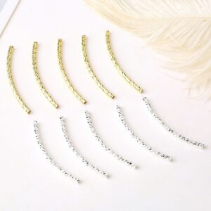 変色しにくい 18K 金メッキ 星模様彫刻曲管 DIY ネックレス・ブレスレットビーズ 螺旋模様チューブ素材パーツ 1 袋 100 個入り